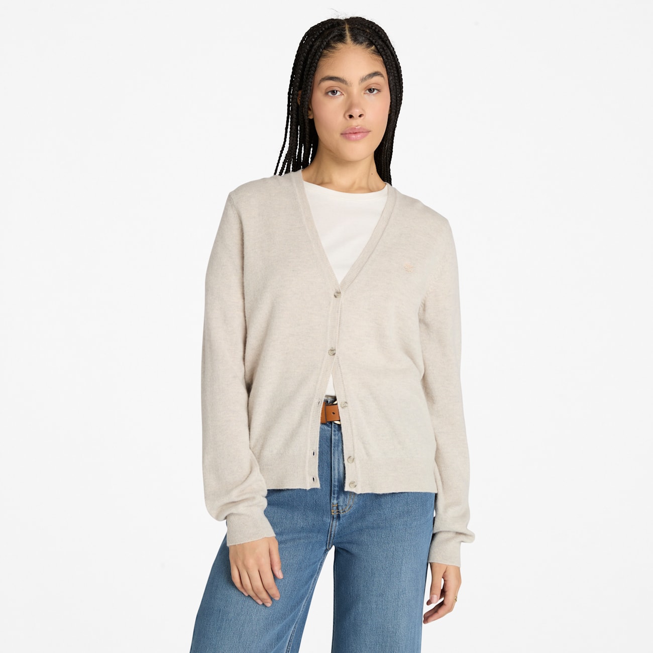 Cardigan Classico Timberland in Lana Merino per Donna