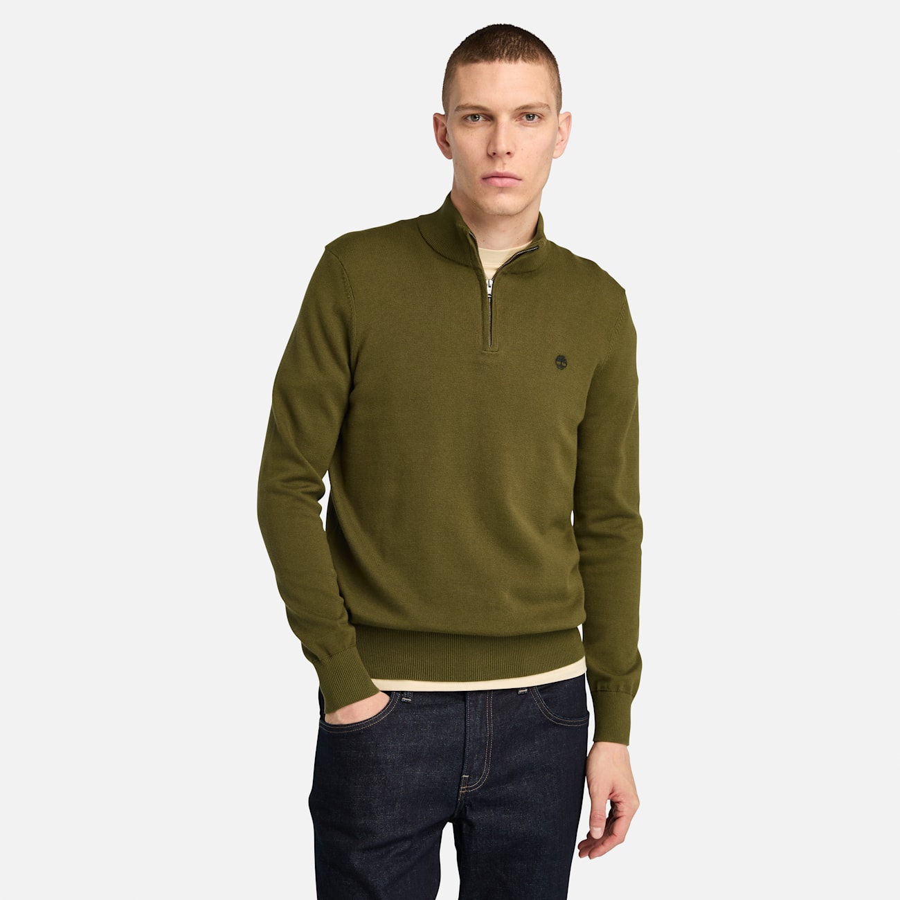 Maglione Timberland da Uomo con Zip a 1/4 in Cotone