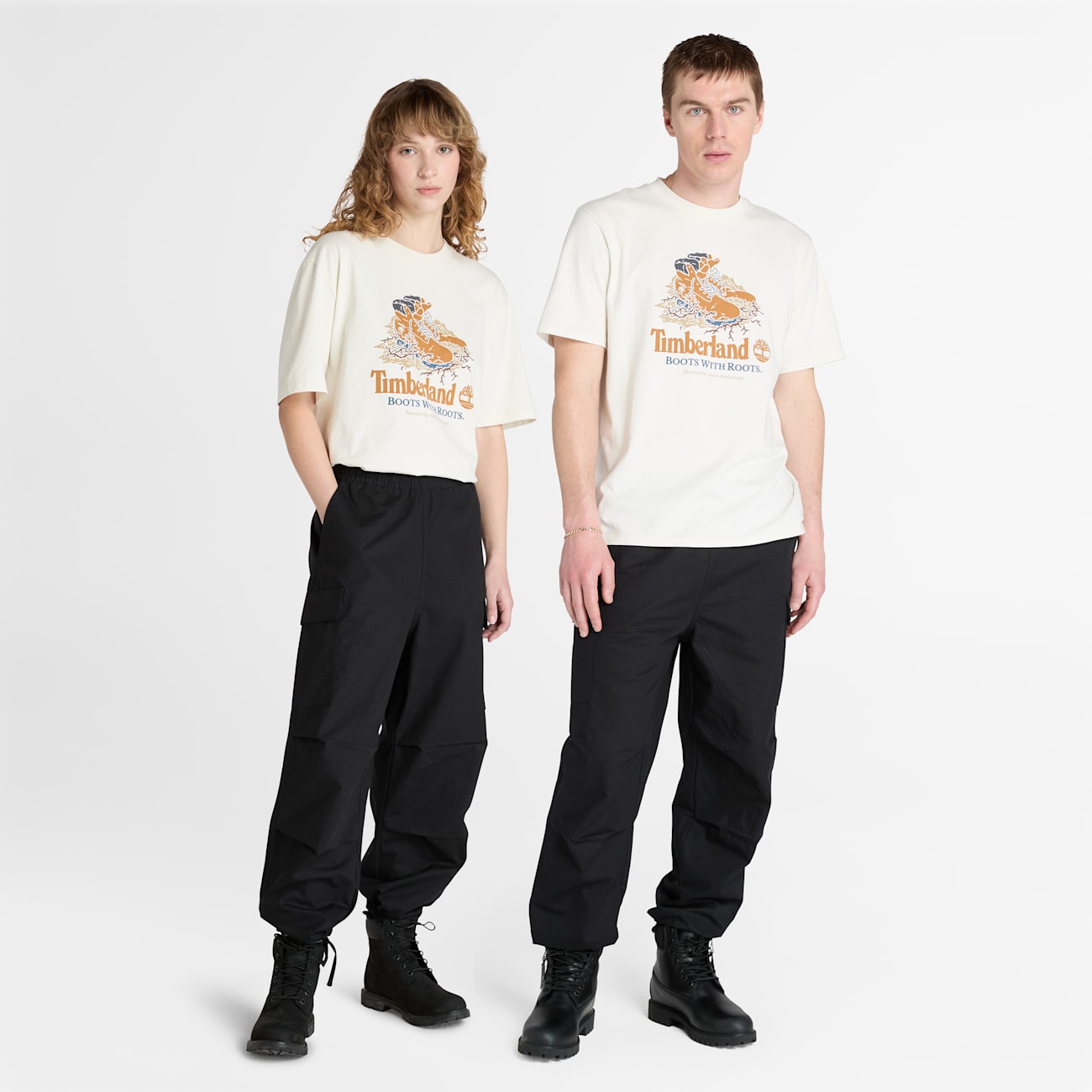 T-shirt Timberland Bianco Stivale per Ogni Occasione