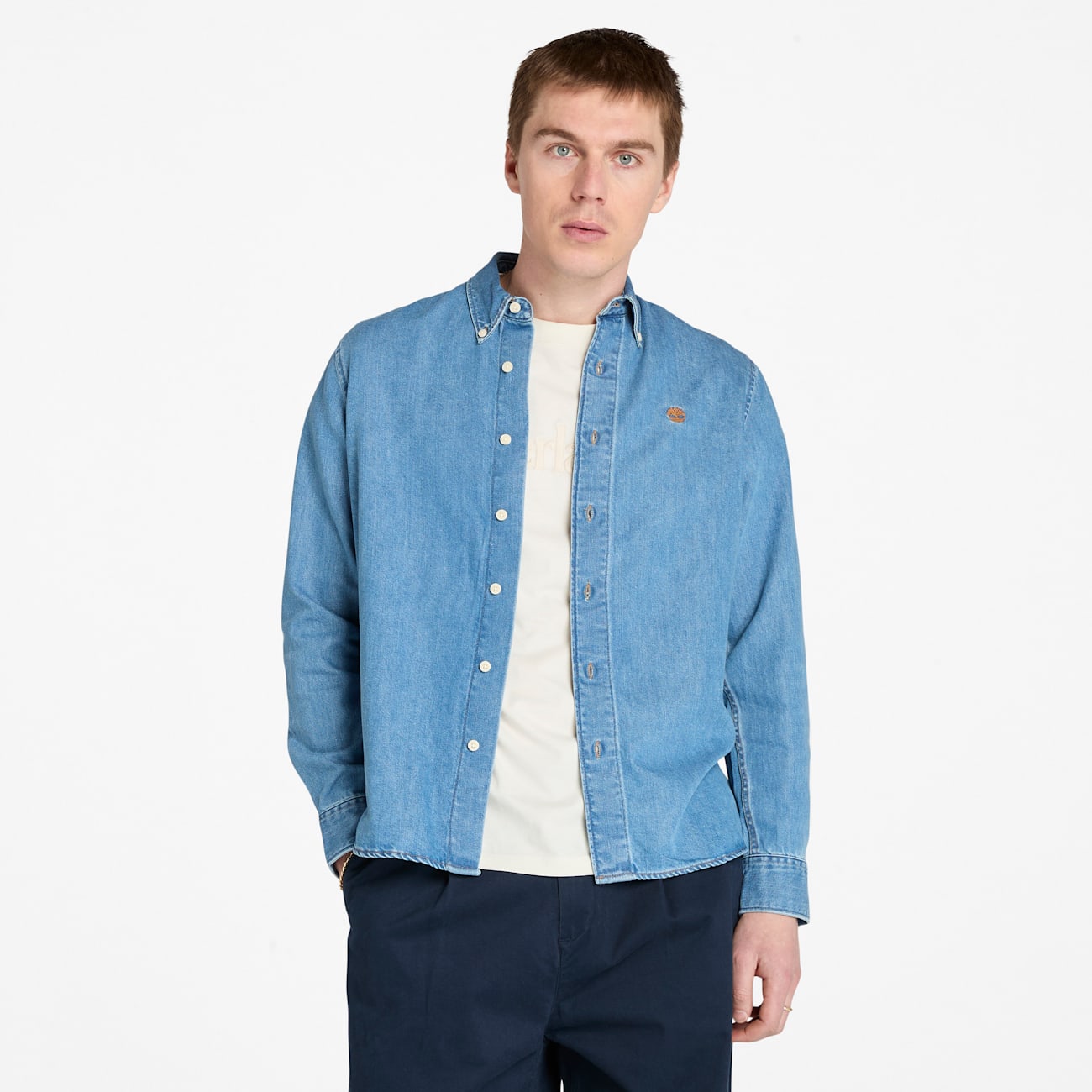 Timberland Camicia Denim Uomo Con Logo Ricamato e Comfort