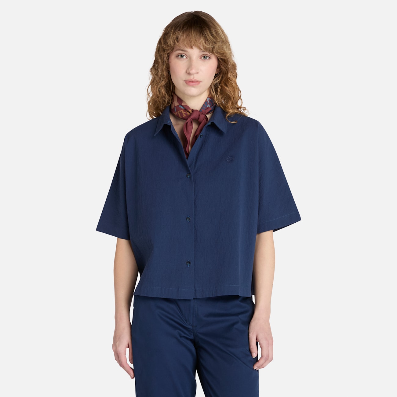Timberland Camicia Donna Maniche Corte Blu Scuro Camicia Donna Timberland Blu Scuro Maniche Corte