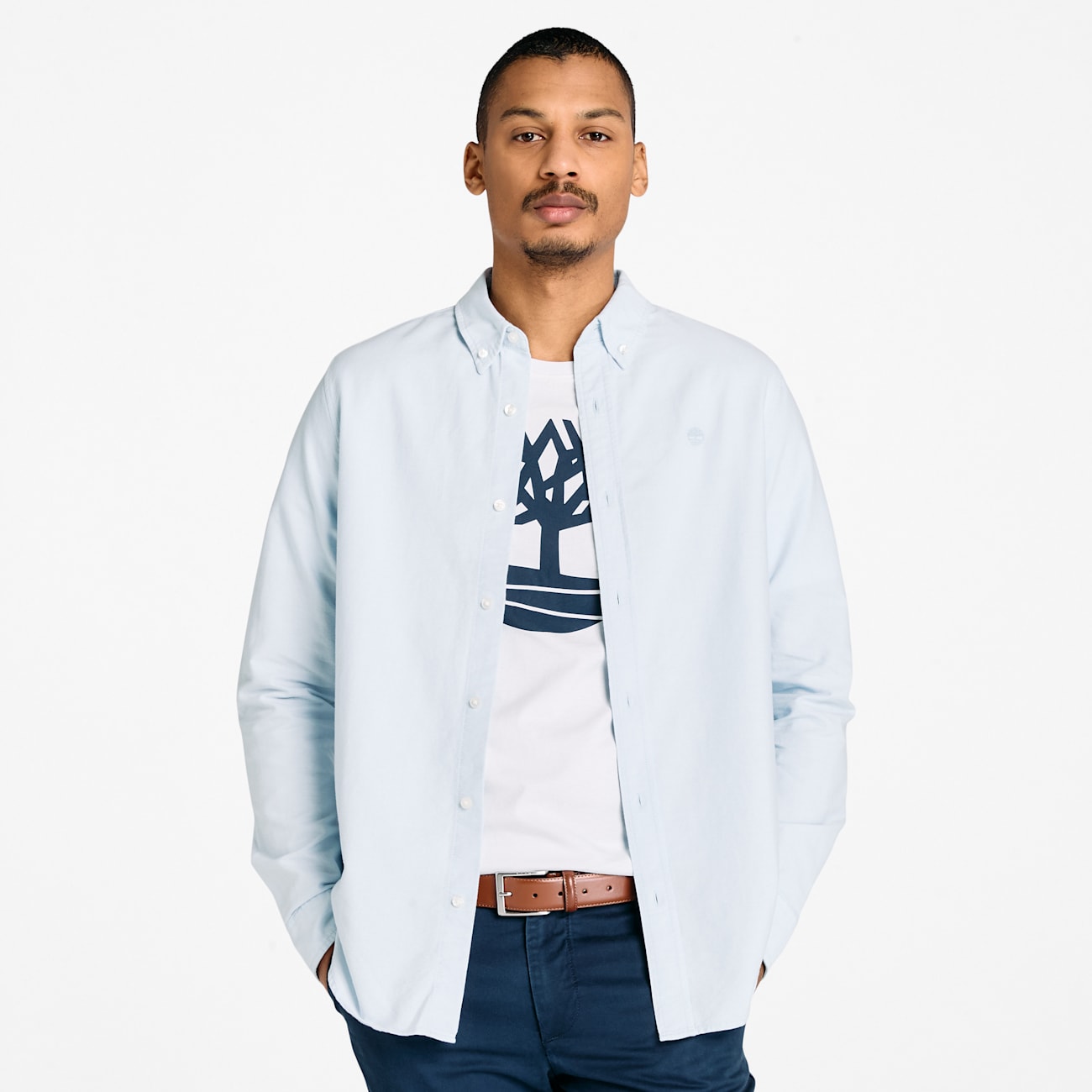 Timberland Camicia Oxford Blu a Righe per Uomo Timberland Camicia Oxford Blu a Righe per Uomo - Eleganza e Comfort