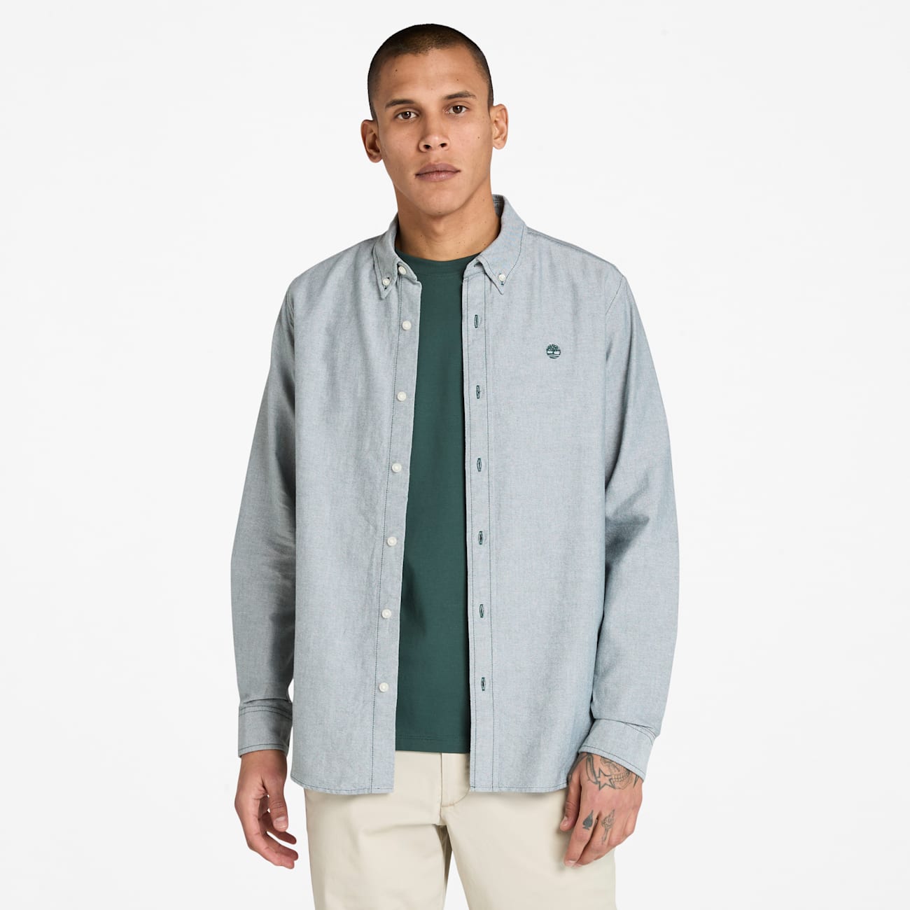 Timberland Camicia Oxford Verde Scuro per Uomo