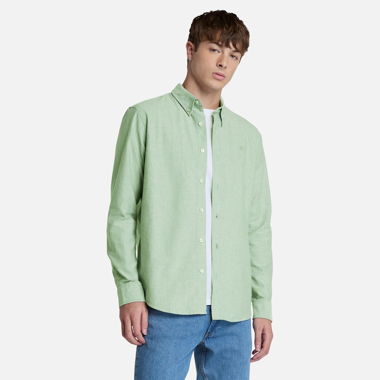 Timberland Camicia Oxford Verde Slim Fit per Uomo Camicia Oxford Verde Slim Fit da Uomo Timberland - Eleganza e Comfort