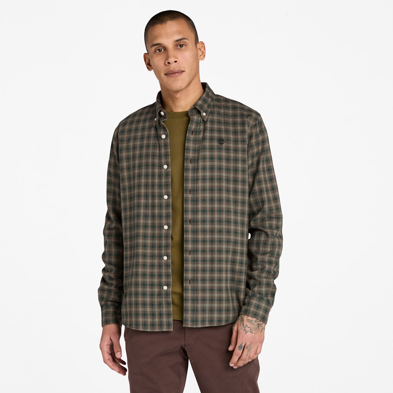 Timberland Camicia Uomo Slim Verde Scuro a Quadretti