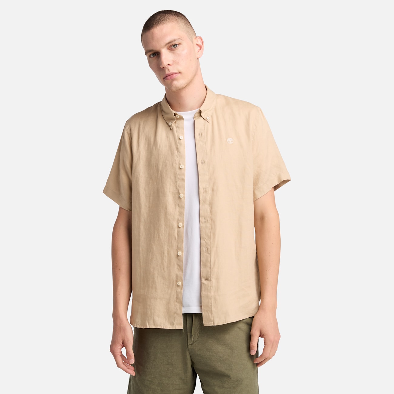 Timberland Camicia a Maniche Corte in Lino da Uomo Timberland Camicia a Maniche Corte in Lino da Uomo - Stile e Comfort Estivo