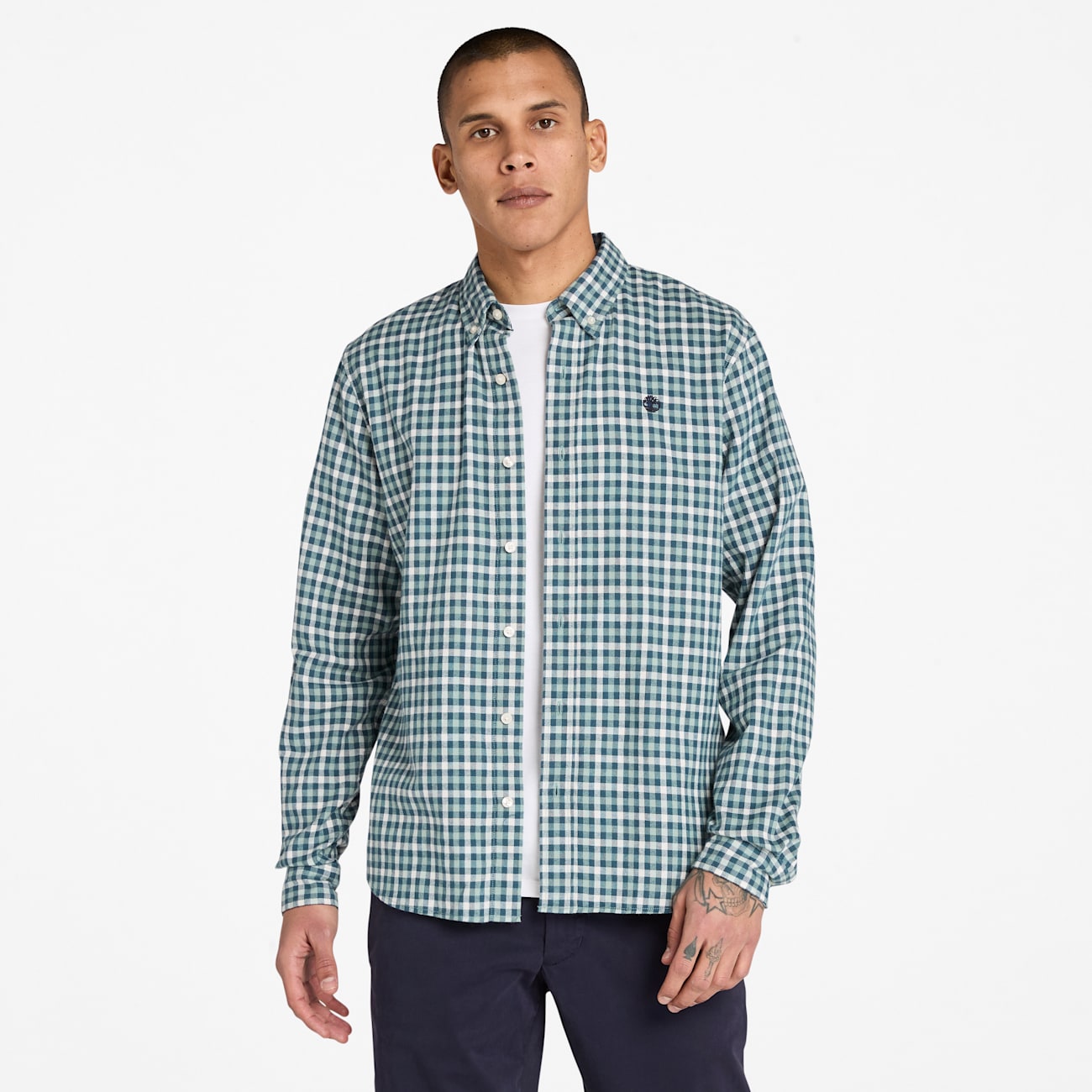 Timberland Camicia a Quadretti Uomo in Cotone Grigio