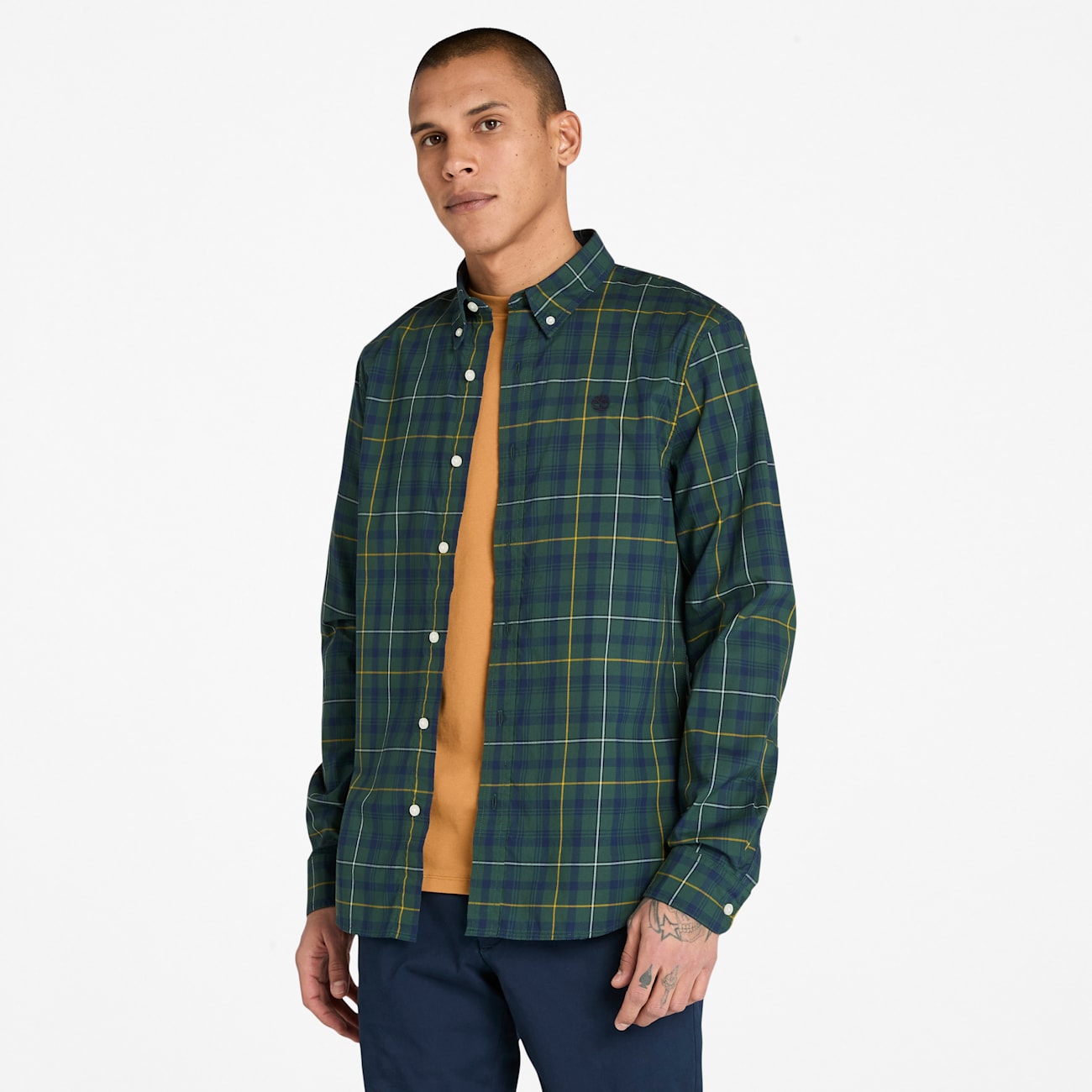 Timberland Camicia a Quadri Slim Fit in Popeline da Uomo