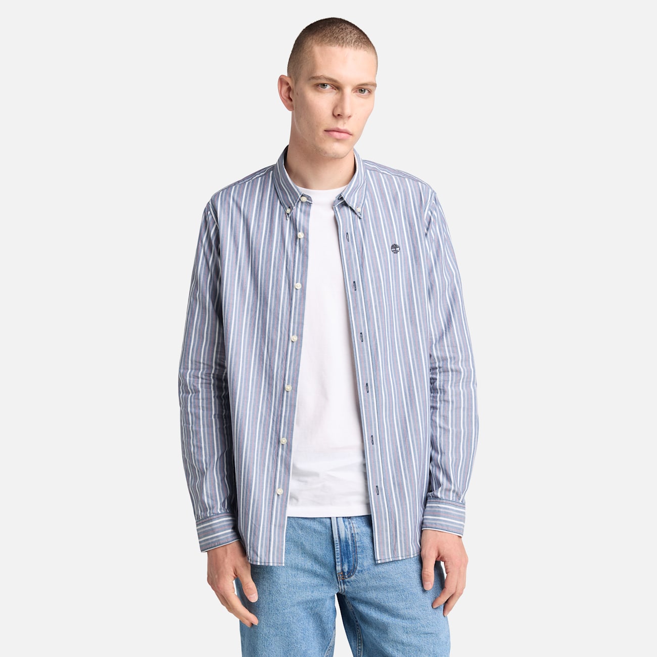 Timberland Camicia da Uomo Blu Marino in Cotone Biologico