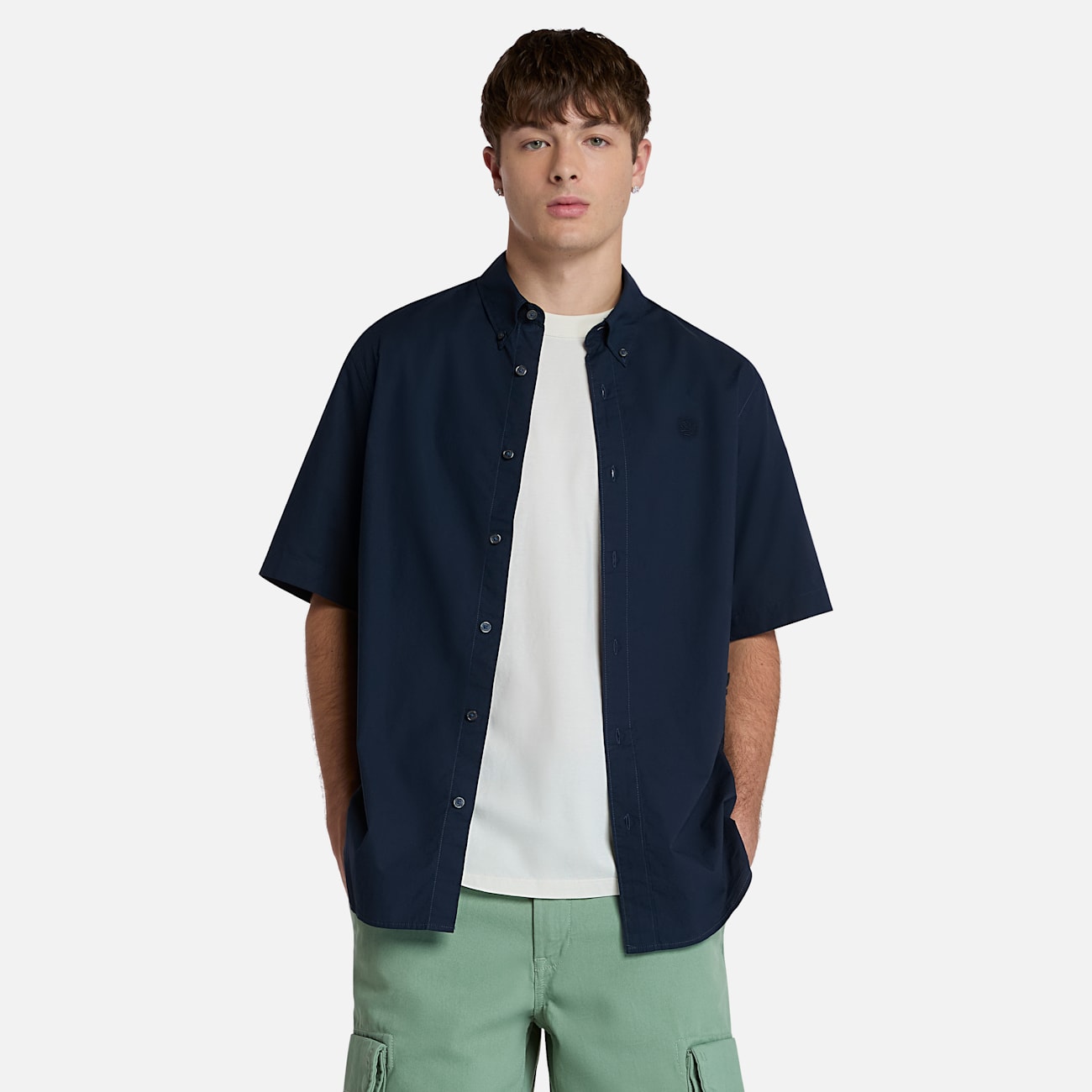 Timberland Elegante Camicia a Maniche Corte in Popeline per Uomo Timberland Elegante Camicia a Maniche Corte in Popeline per Uomo