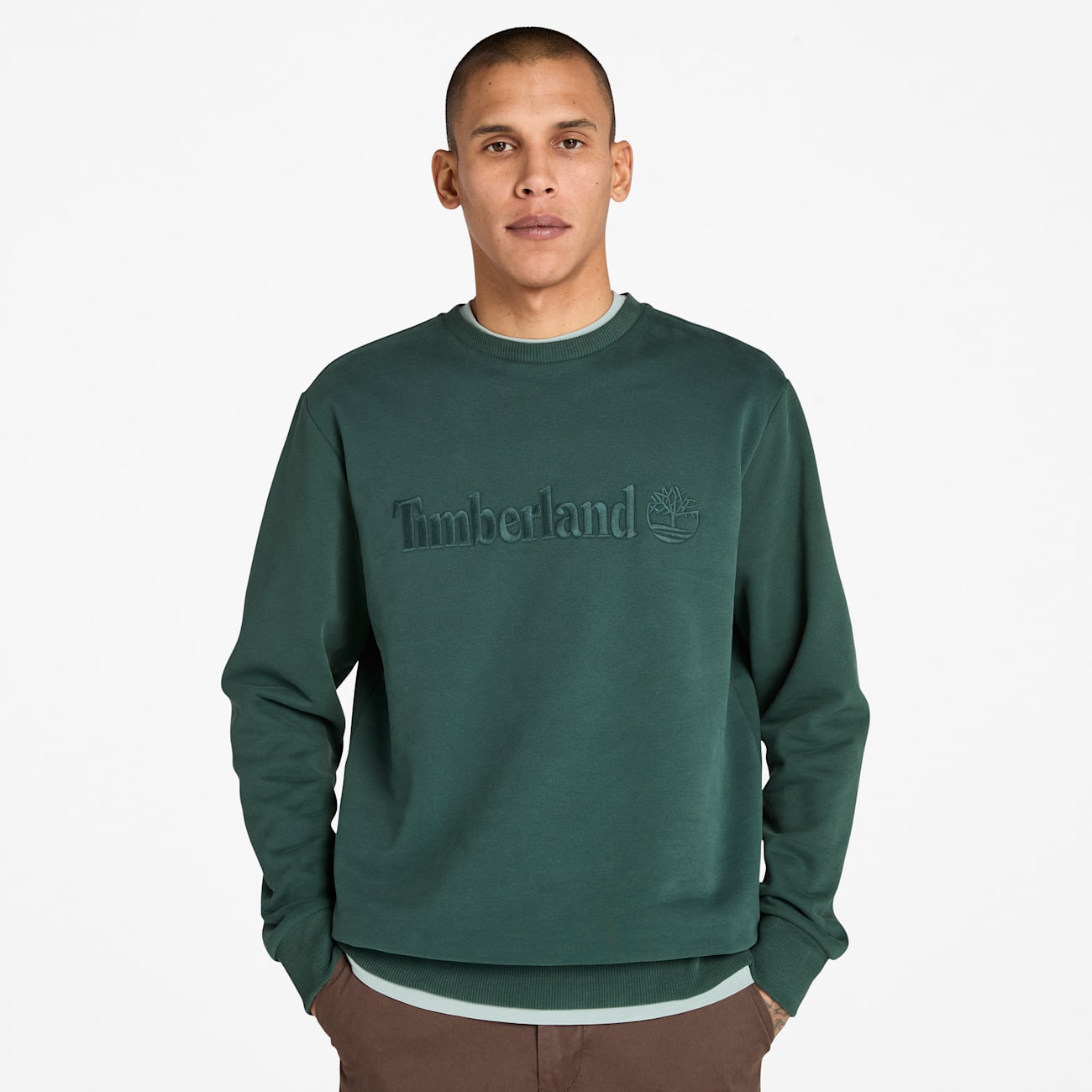 Timberland Felpa Verde Scuro da Uomo con Vestibilità Regolare Felpa Uomo Timberland Verde Scuro con Logo Ricamato