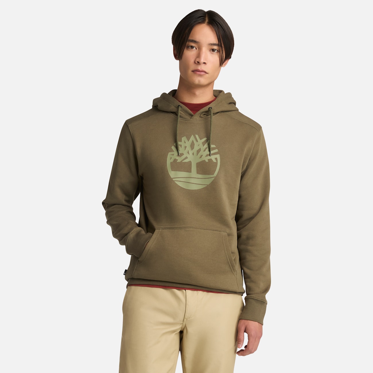 Timberland Felpa con Cappuccio da Uomo in Verde con Logo