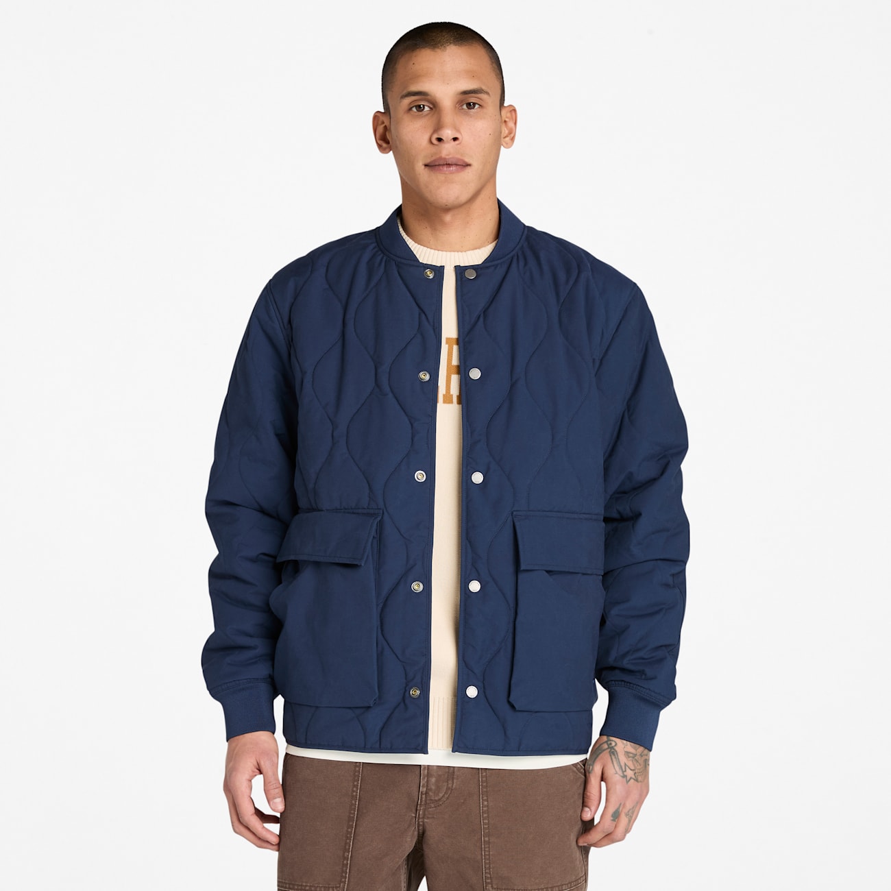Timberland Giacca Trapuntata Uomo Stile Bomber Blu Timberland Giacca Trapuntata Uomo Stile Bomber Blu