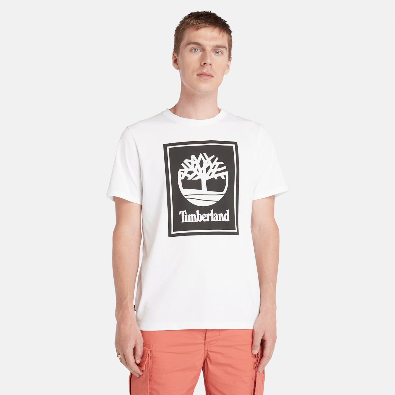 Timberland Maglietta Uomo Bianco con Stampa Logo