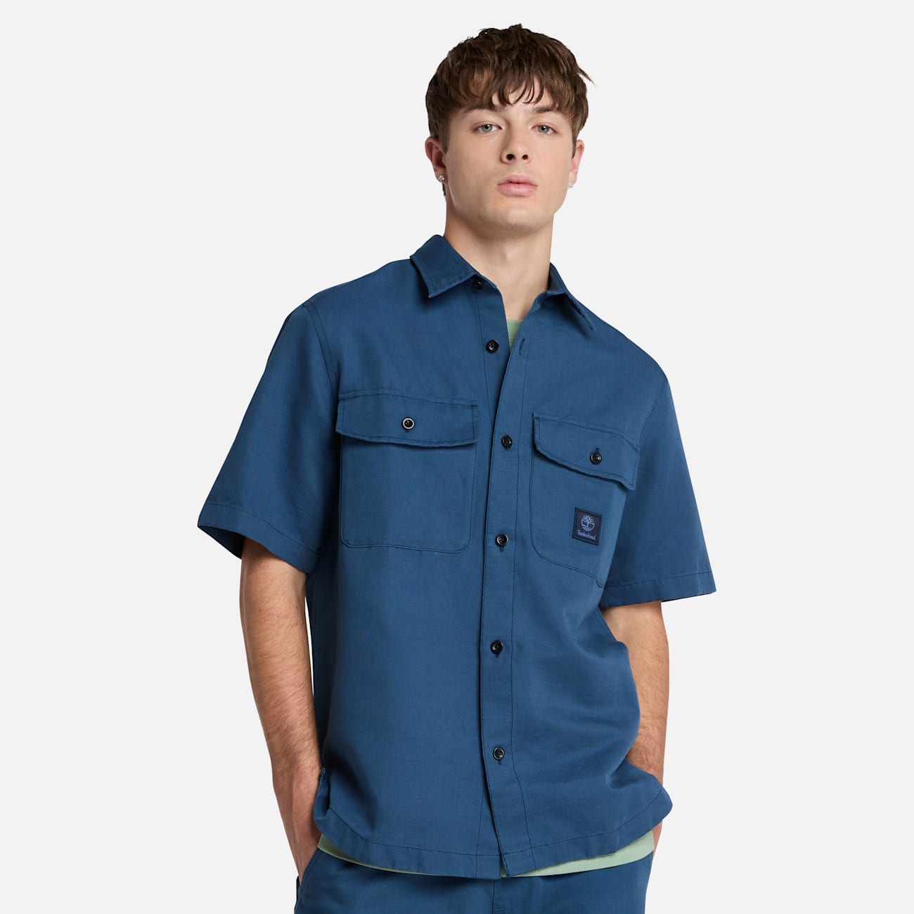 Timberland Overshirt Utility Leggera in Cotone e Lino