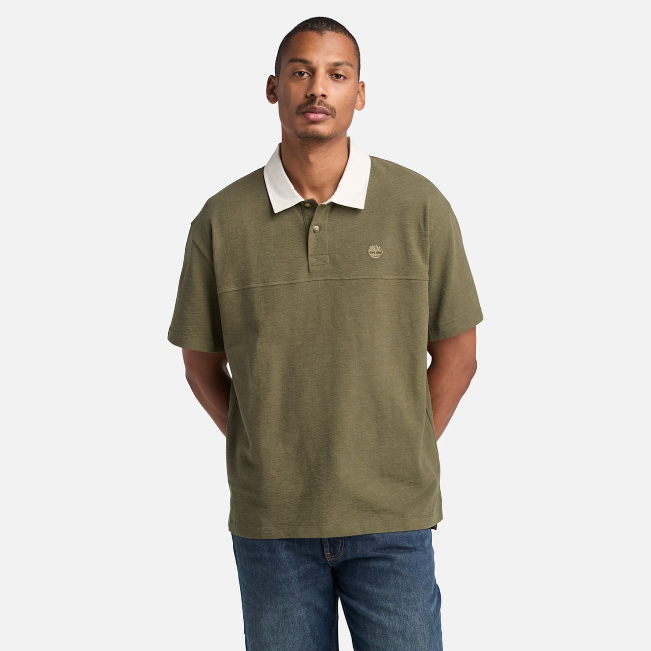Timberland Polo Casual da Uomo Verde in Cotone