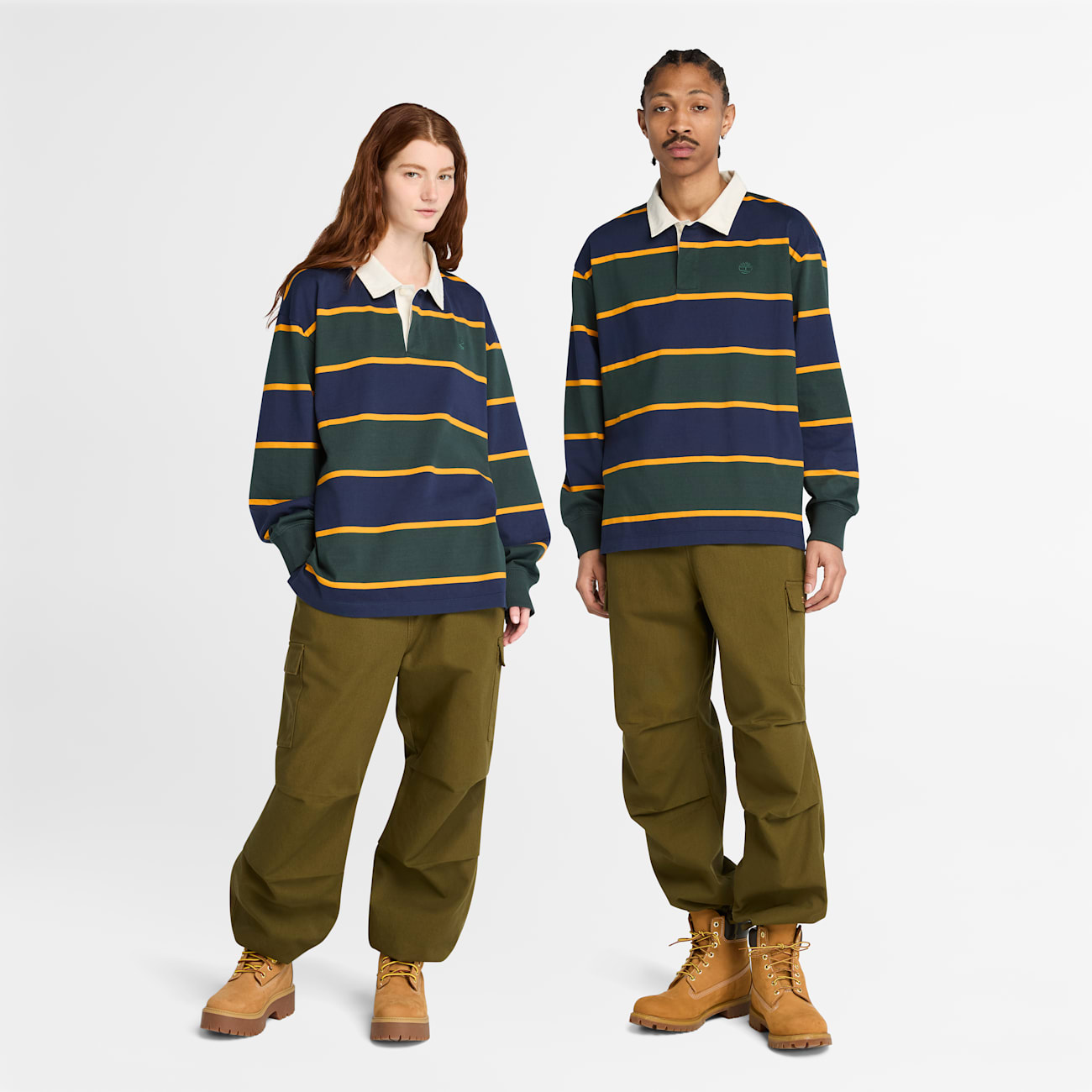 Timberland Polo Rugby 100% Cotone Blu e Verde