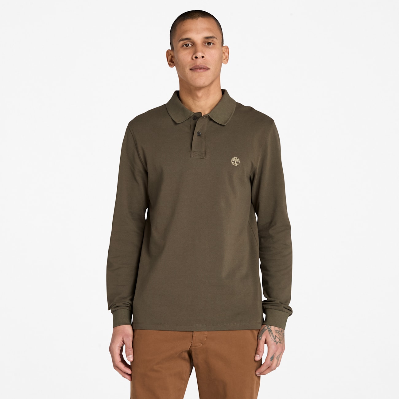 Timberland Polo a Maniche Lunghe in Cotone Piqué da Uomo Timberland Polo a Maniche Lunghe in Cotone Piqué da Uomo