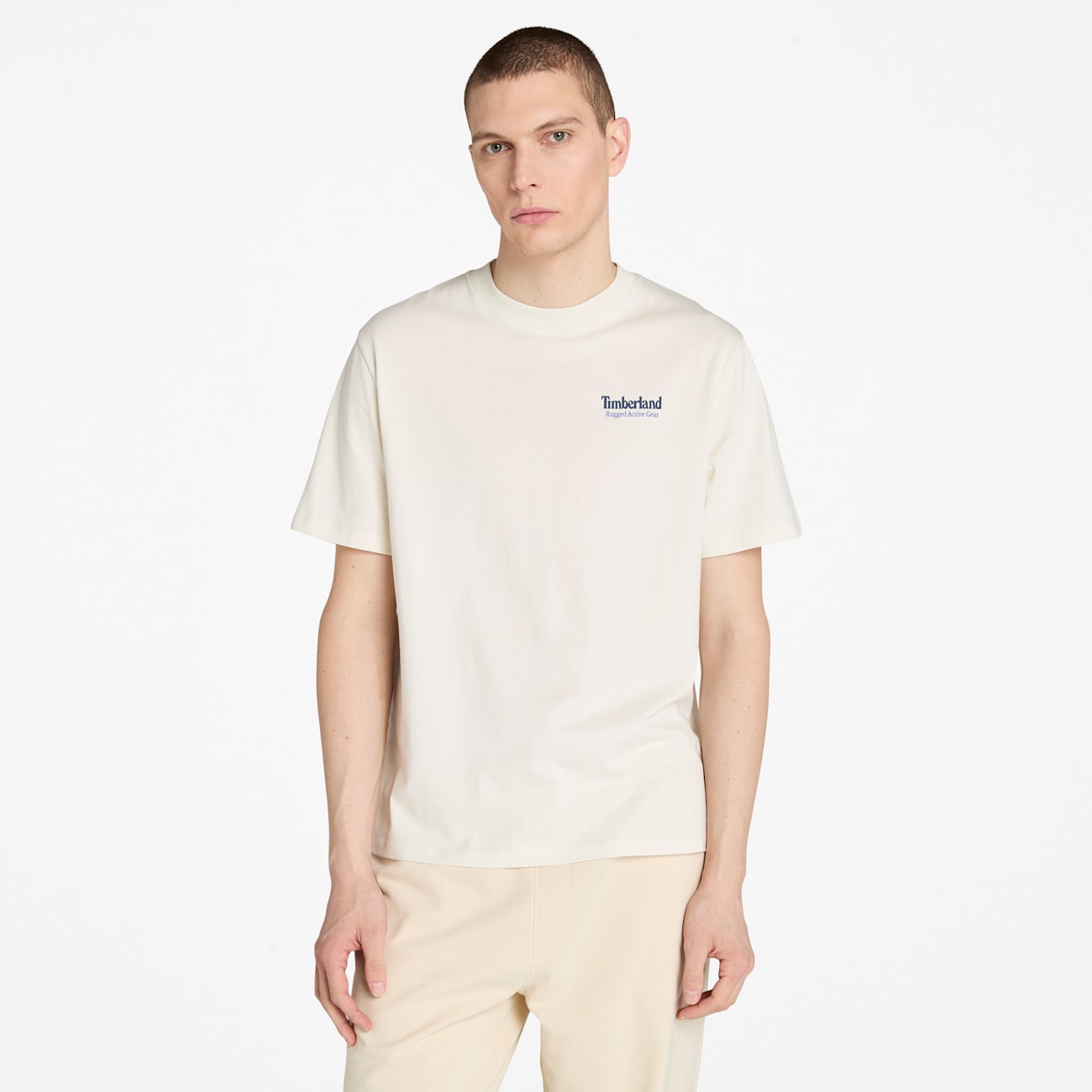Timberland T-shirt Active Gear Uomo Bianco con Logo Timberland T-shirt Uomo Rugged Active Gear Bianco