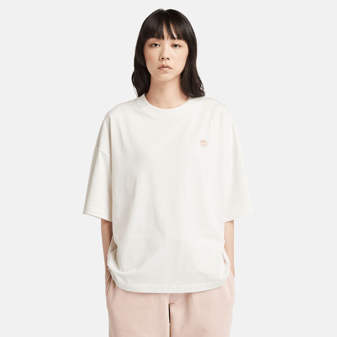 Timberland T-shirt Oversize Bianca in Cotone Eco-Friendly