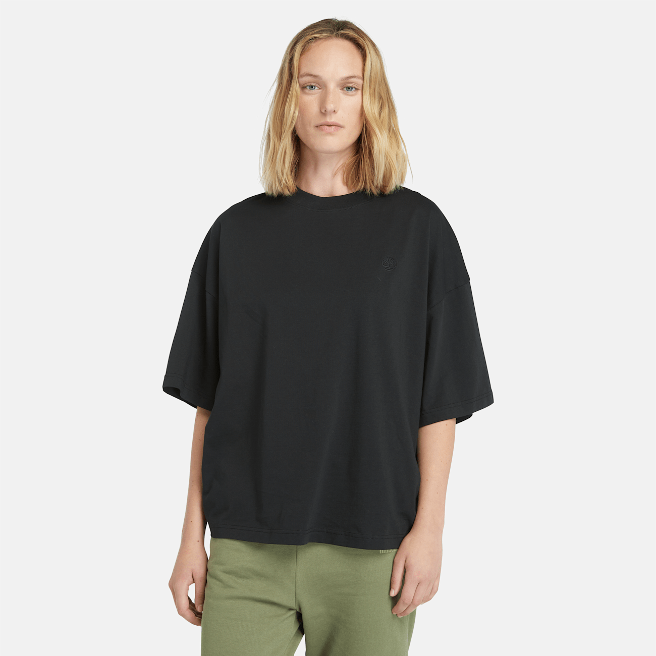 Timberland T-shirt Oversize Nero in Cotone 100% Biologico