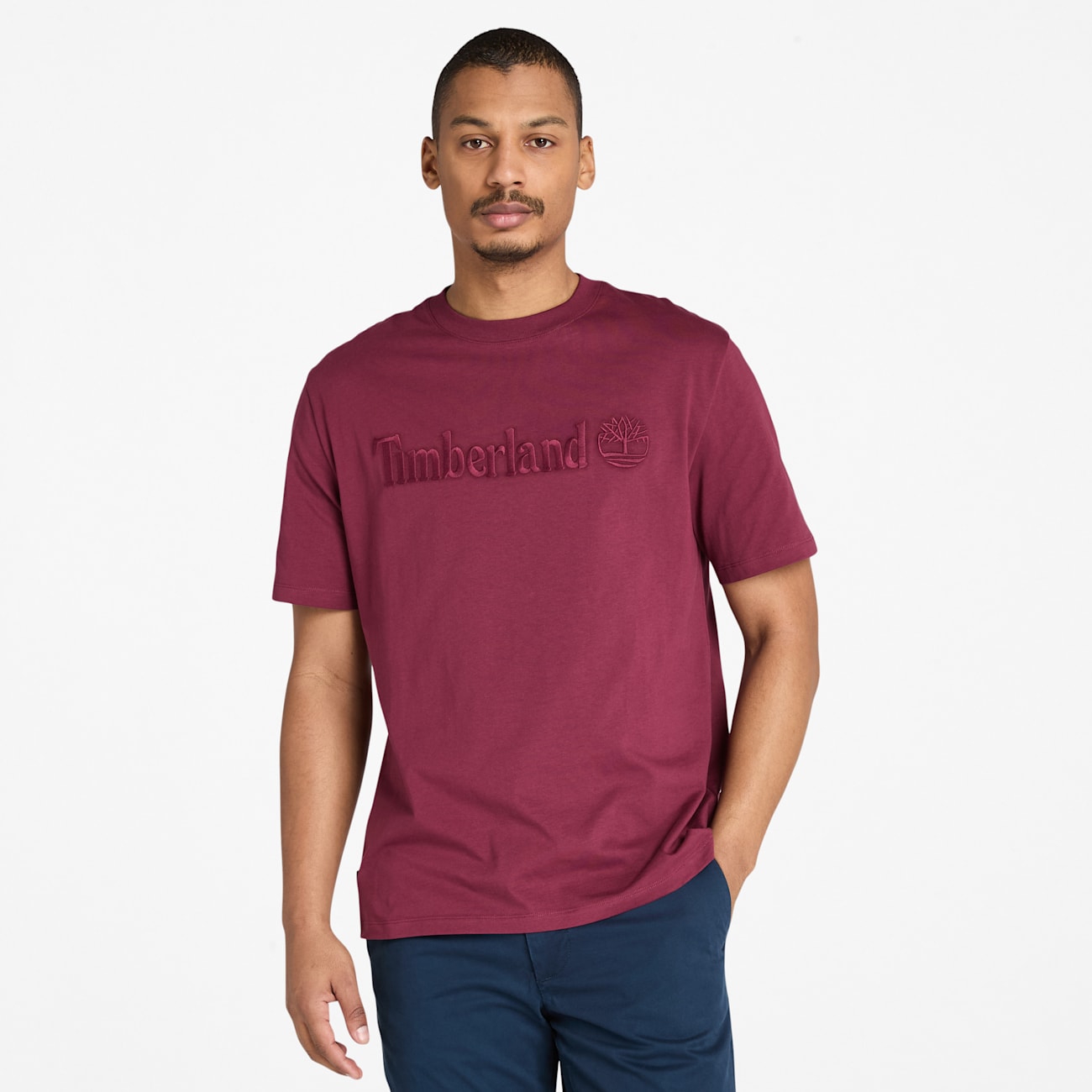 Timberland T-shirt Uomo Bordeaux Maniche Corte