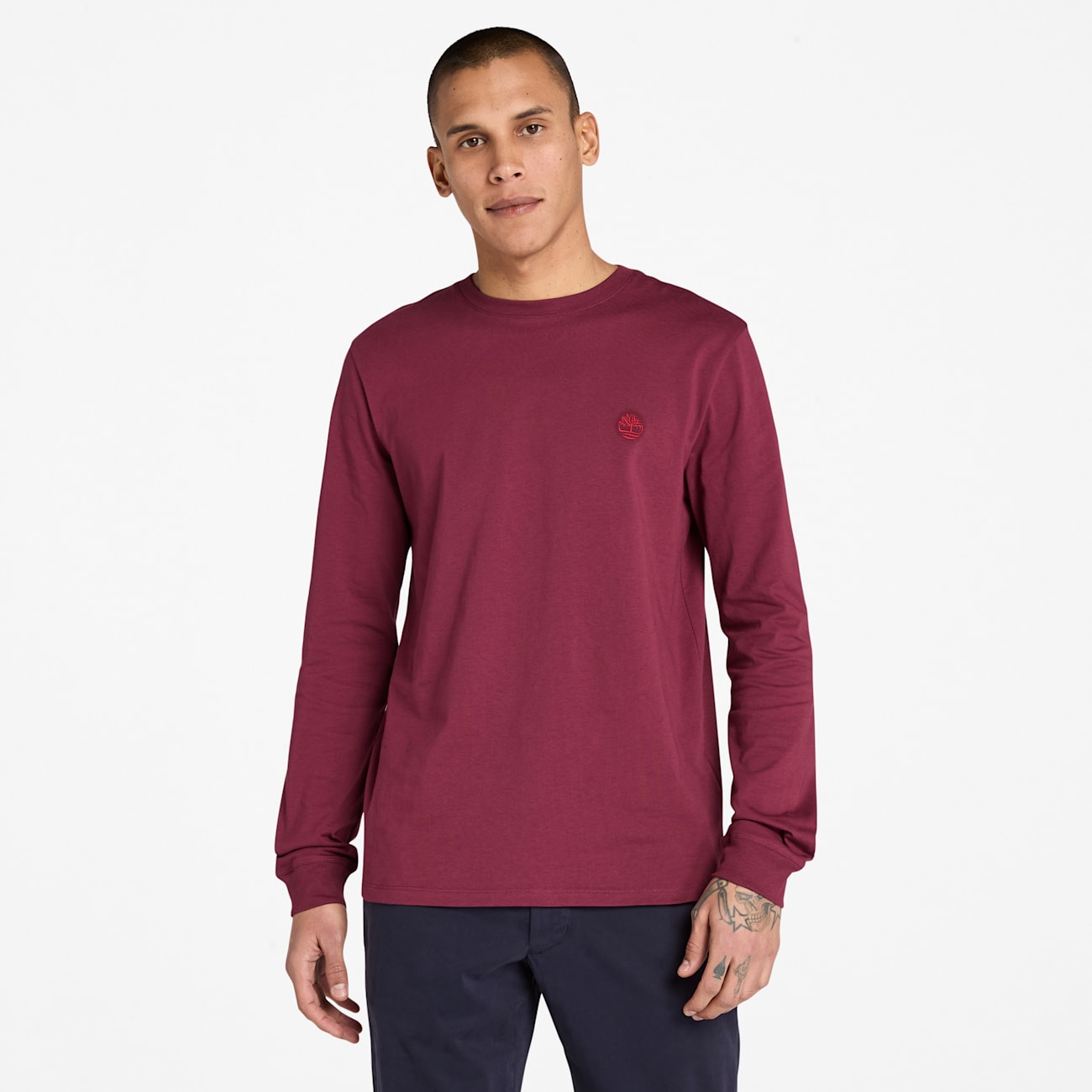Timberland T-shirt a Maniche Lunghe Uomo Bordeaux