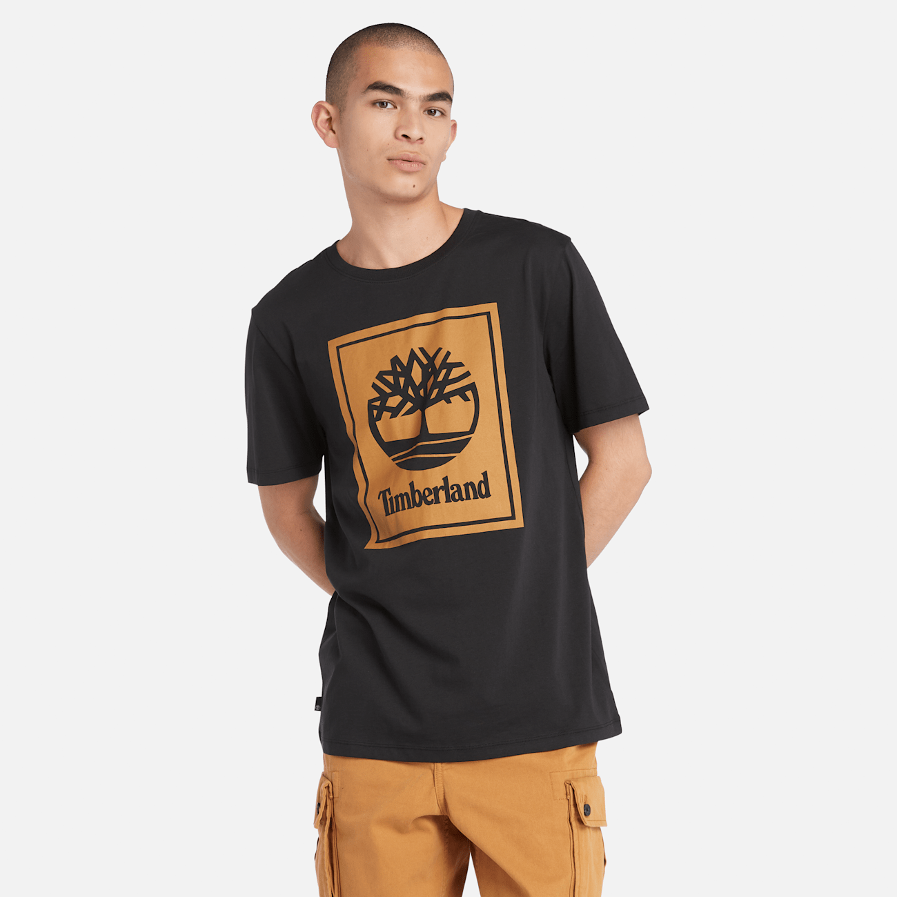 Timberland T-shirt Uomo Nero con Logo a Pigmento