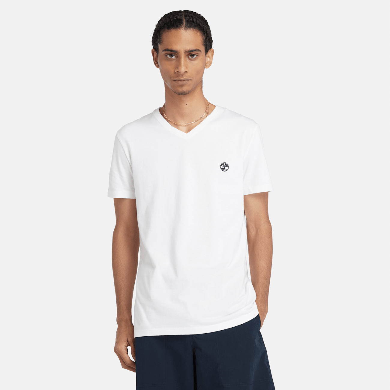 Timberland T-shirt Uomo Scollo a V Dunstan River Bianco